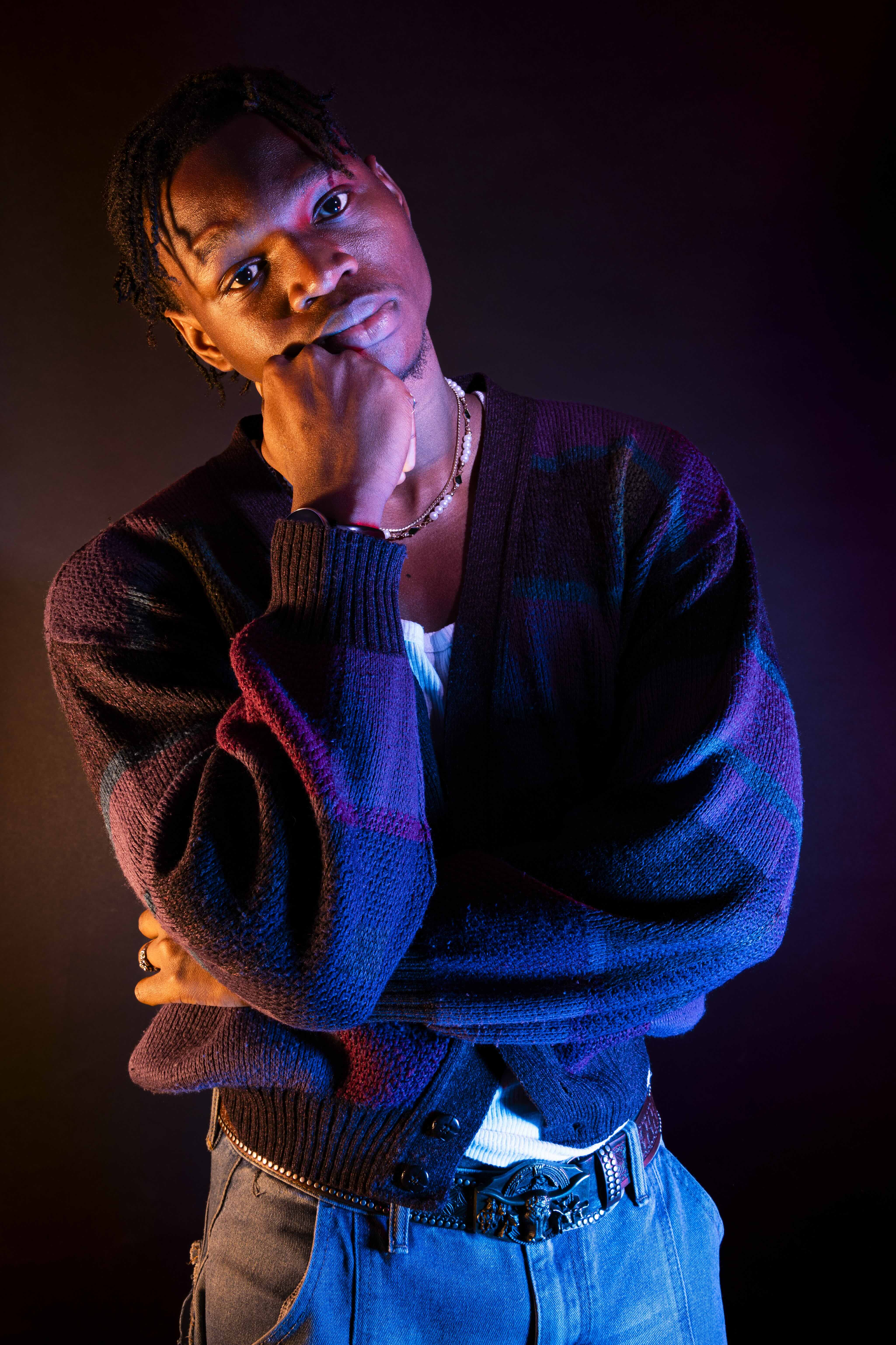 Studio portrait, hard side light